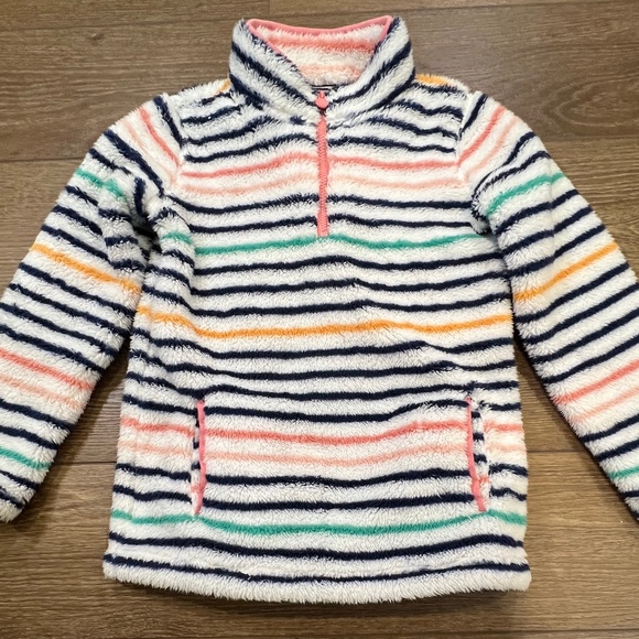 Joules Other - Joules Girls Fleece Quarter Zip Sweater Striped Sherpa Cozy Winter Sz 9-10 Y